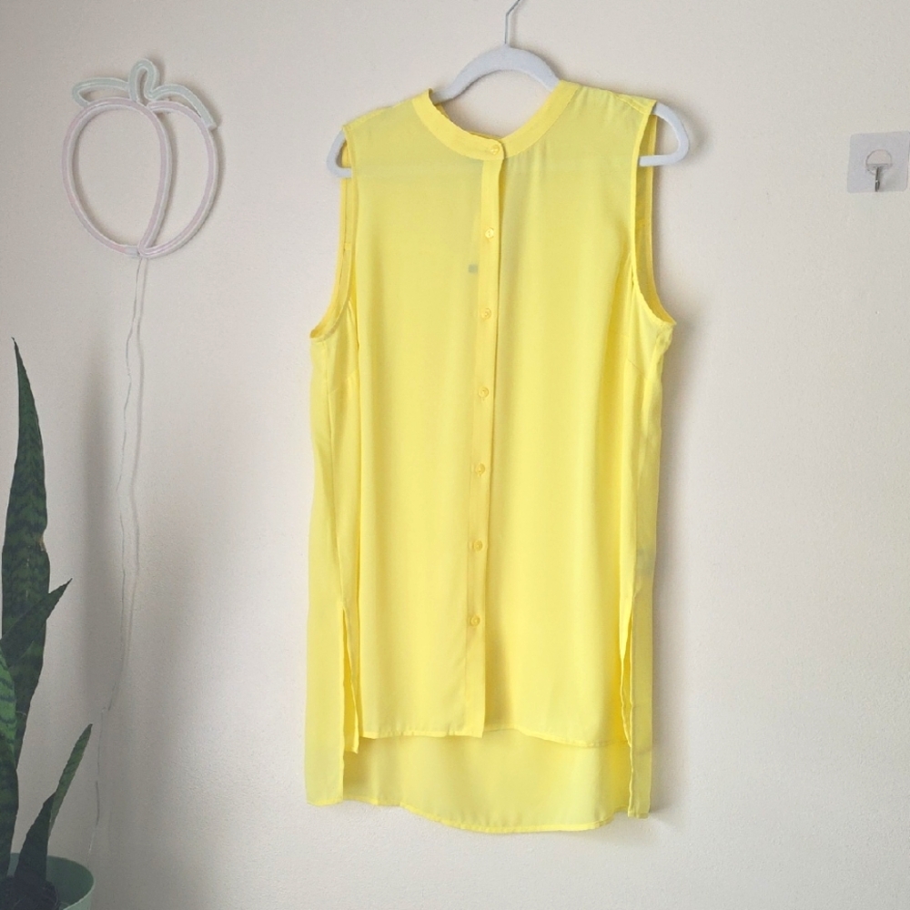 Yellow Sleeveless Button-Up Blouse